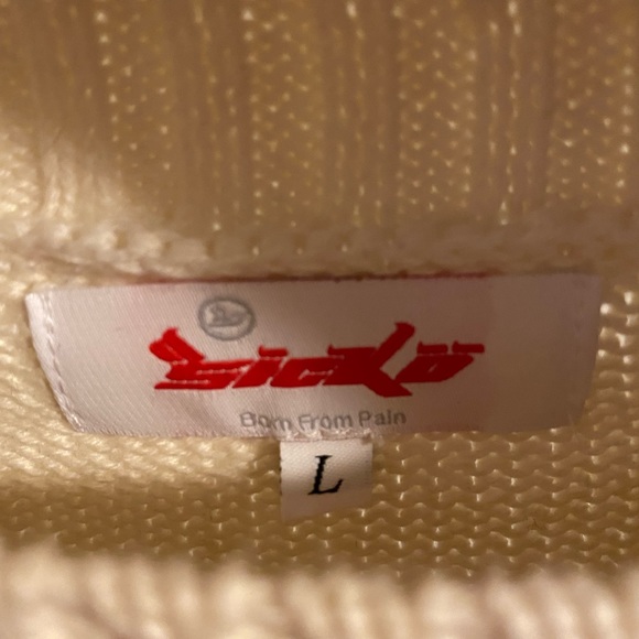 New Sicko White Bad Case of Stripes Knut Sweater with Chest Pocket Size Large - Picture 10 of 11